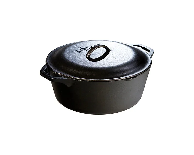 Lodge 5 qt cast iron Dutch oven — official manufacturer product photo